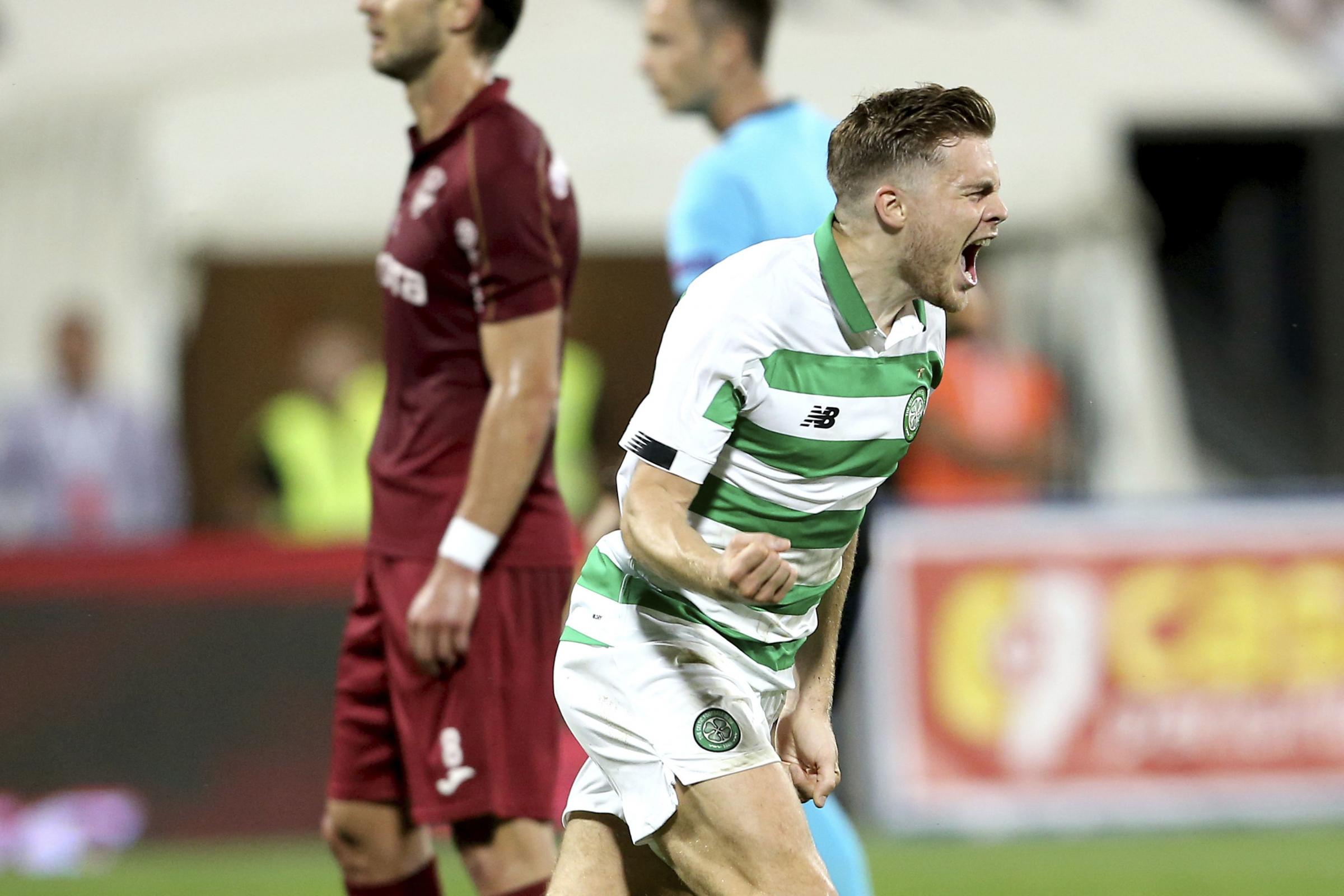 Celtic score James Forrest’s joy at Cluj strike turns to sadness at Kieran Tierney sale