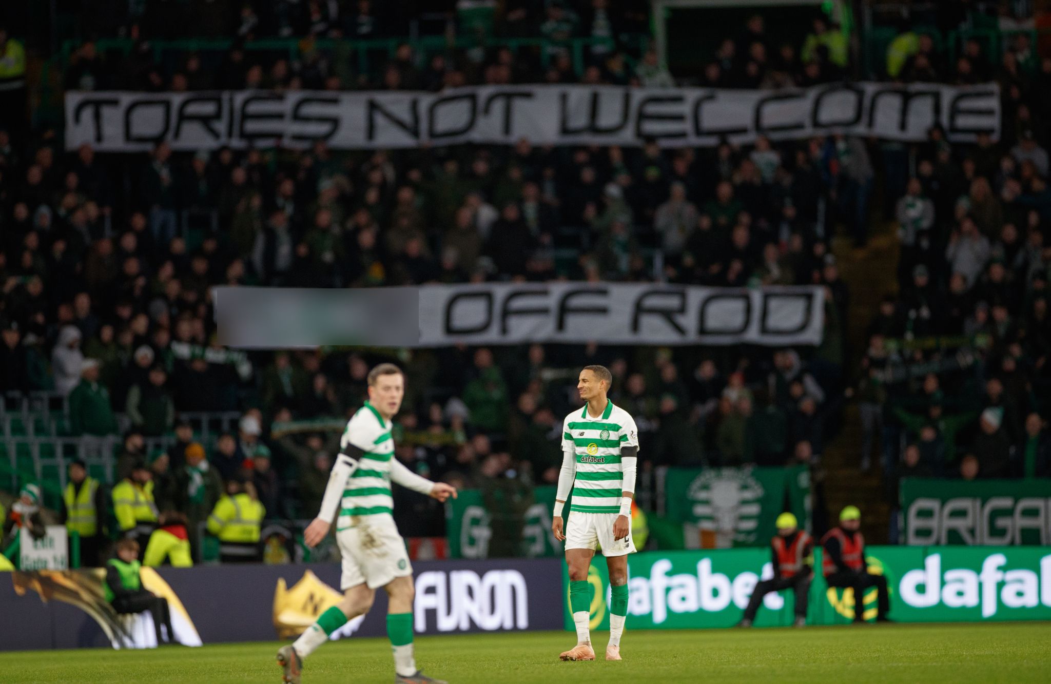 Green Brigade aim ‘F*** off Rod’ banner blast at Celtic-daft Rod Stewart in anti-Tory message