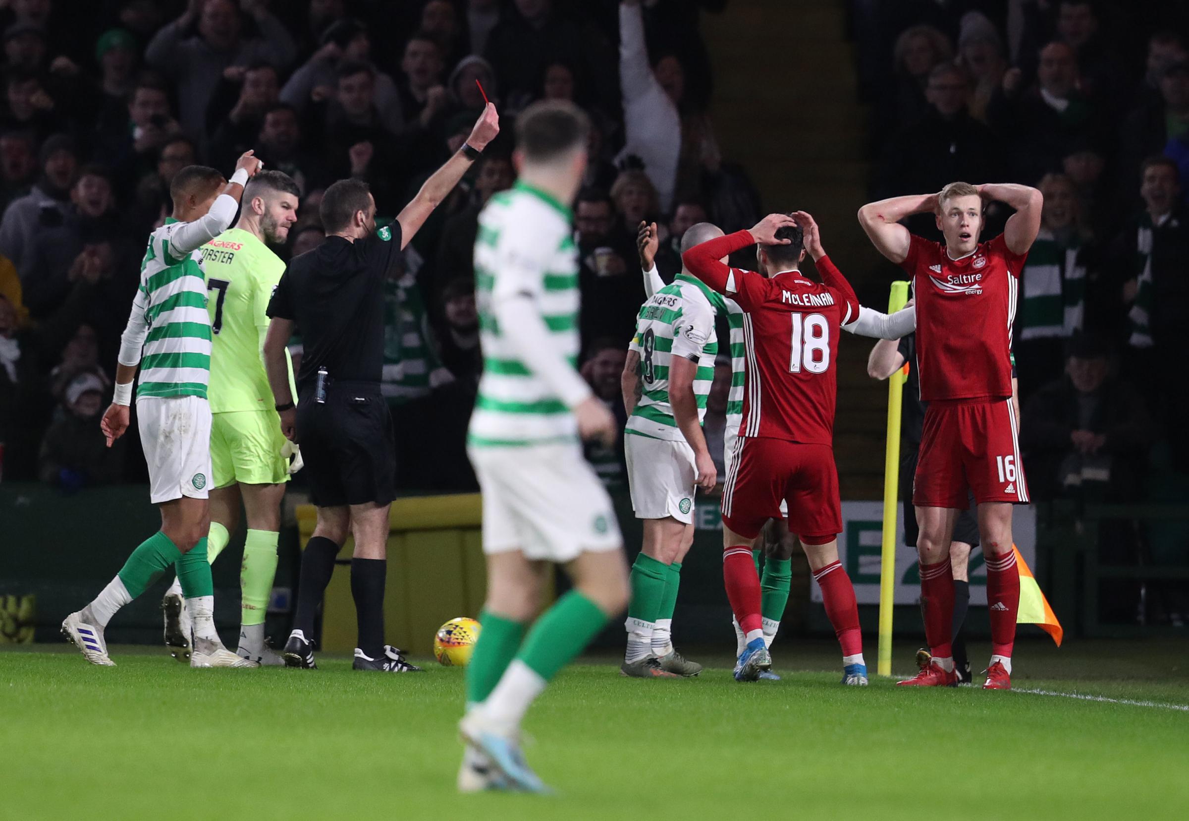 Celtic 2 Aberdeen 1: Sam Cosgrove sees controversial red card as Celtic restore five-point Christmas lead