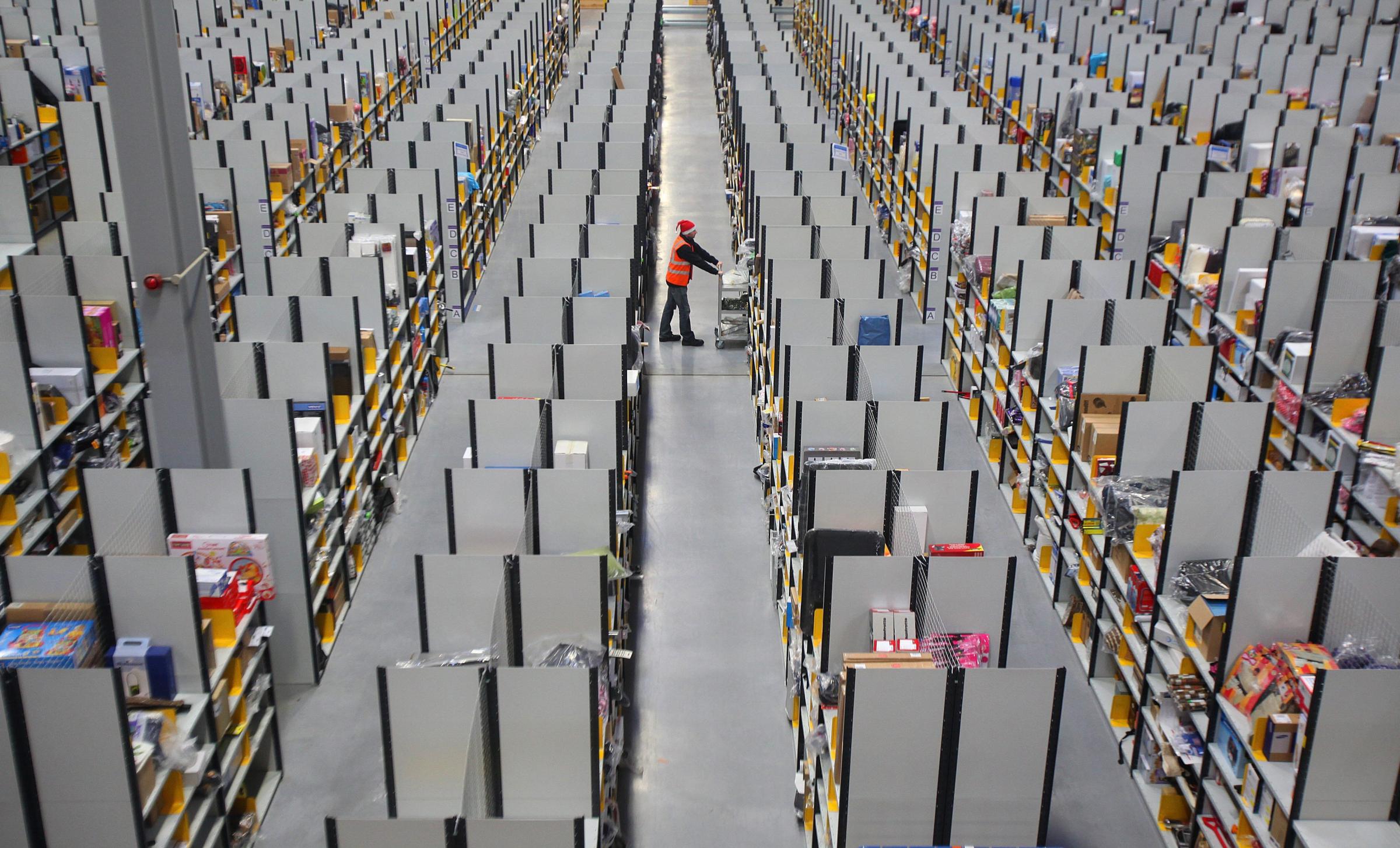 Warehouse Deals Manager Richard Woods in the Amazon depot near Dunfermline, the UKs largest on Cyber monday, the busiest online shopping day of the year..