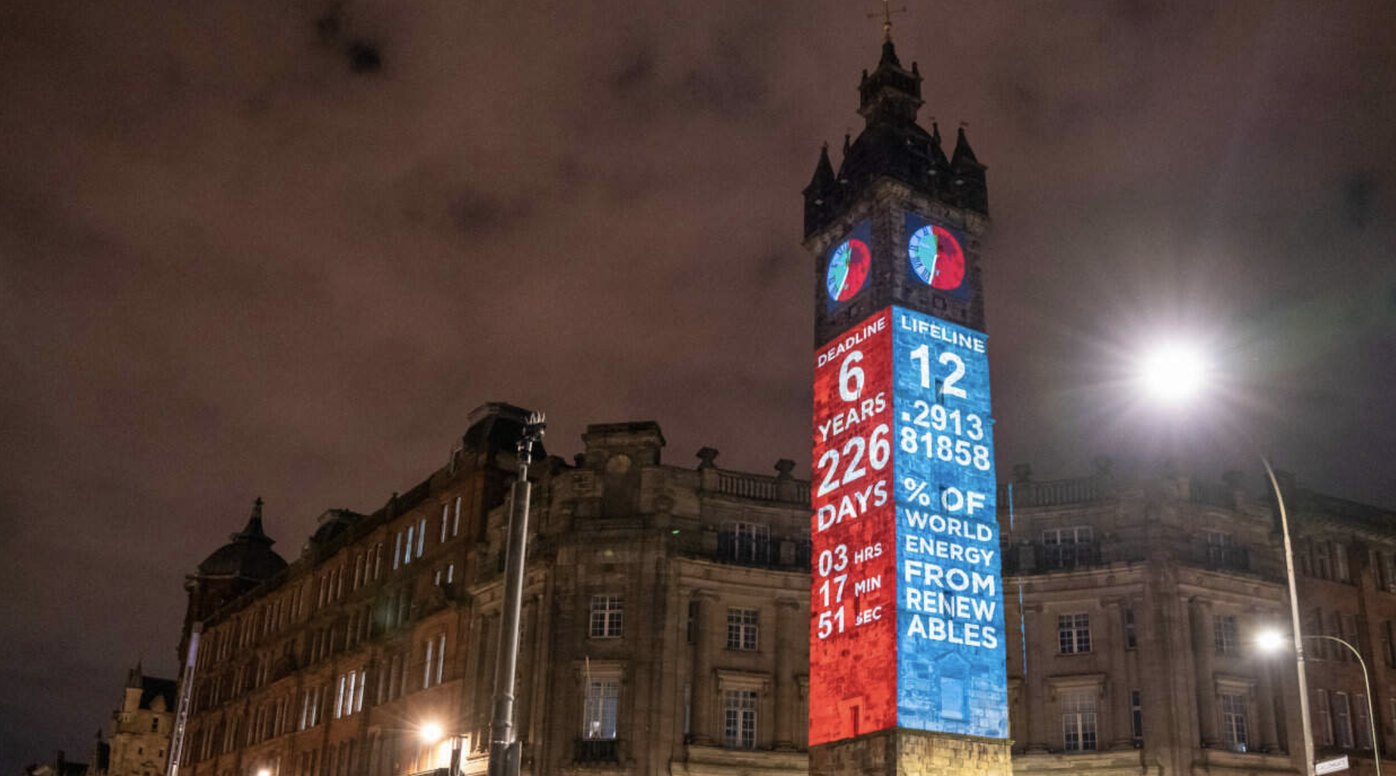 Glasgow COP26: Climate Clock projected on Tolbooth Steeple | HeraldScotland - HeraldScotland