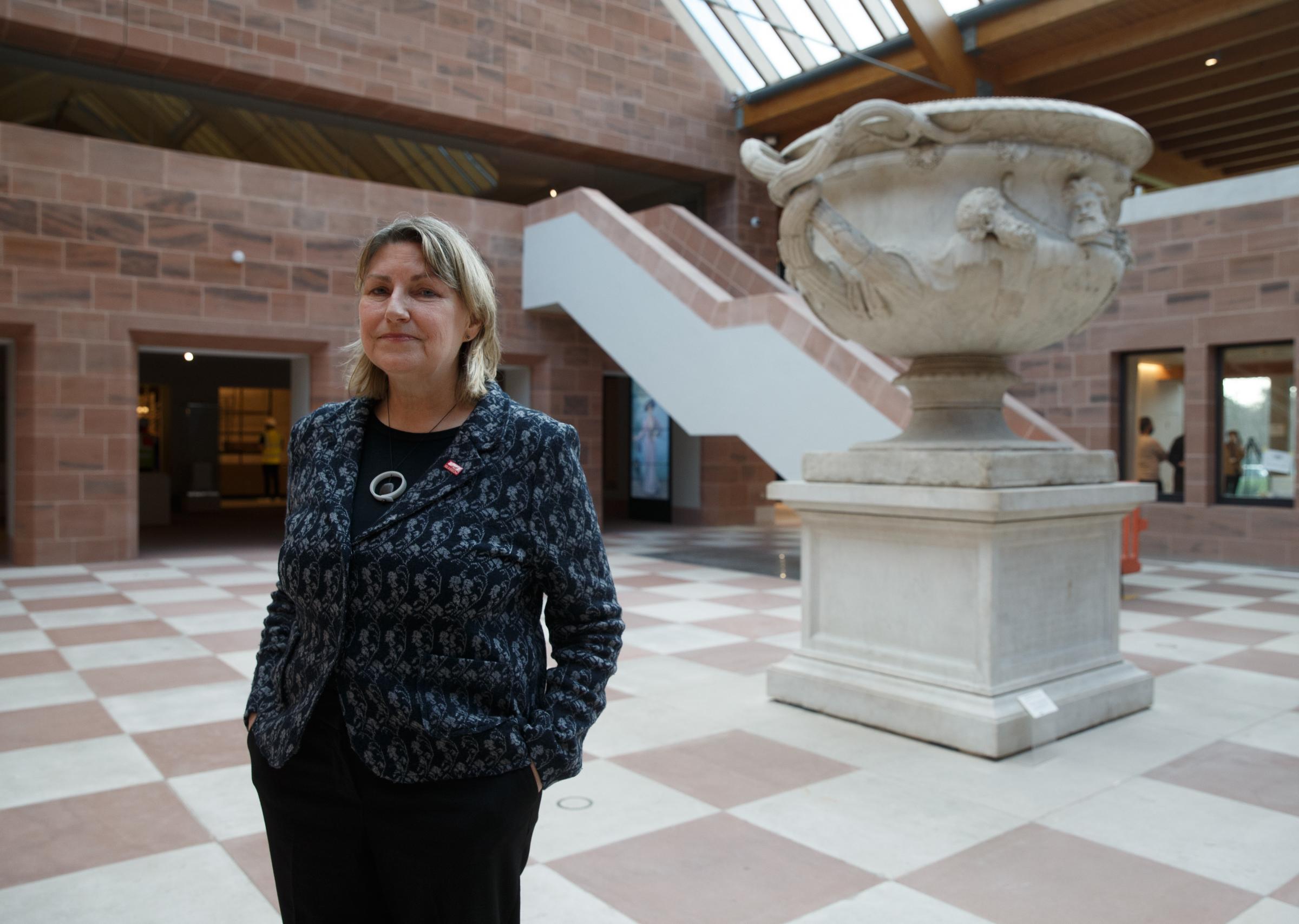 Dr Bridget McConnell CBE, Chief Executive of Glasgow Life, at the preview of the Burrell Collection reopening. Photograph by Colin Mearns.