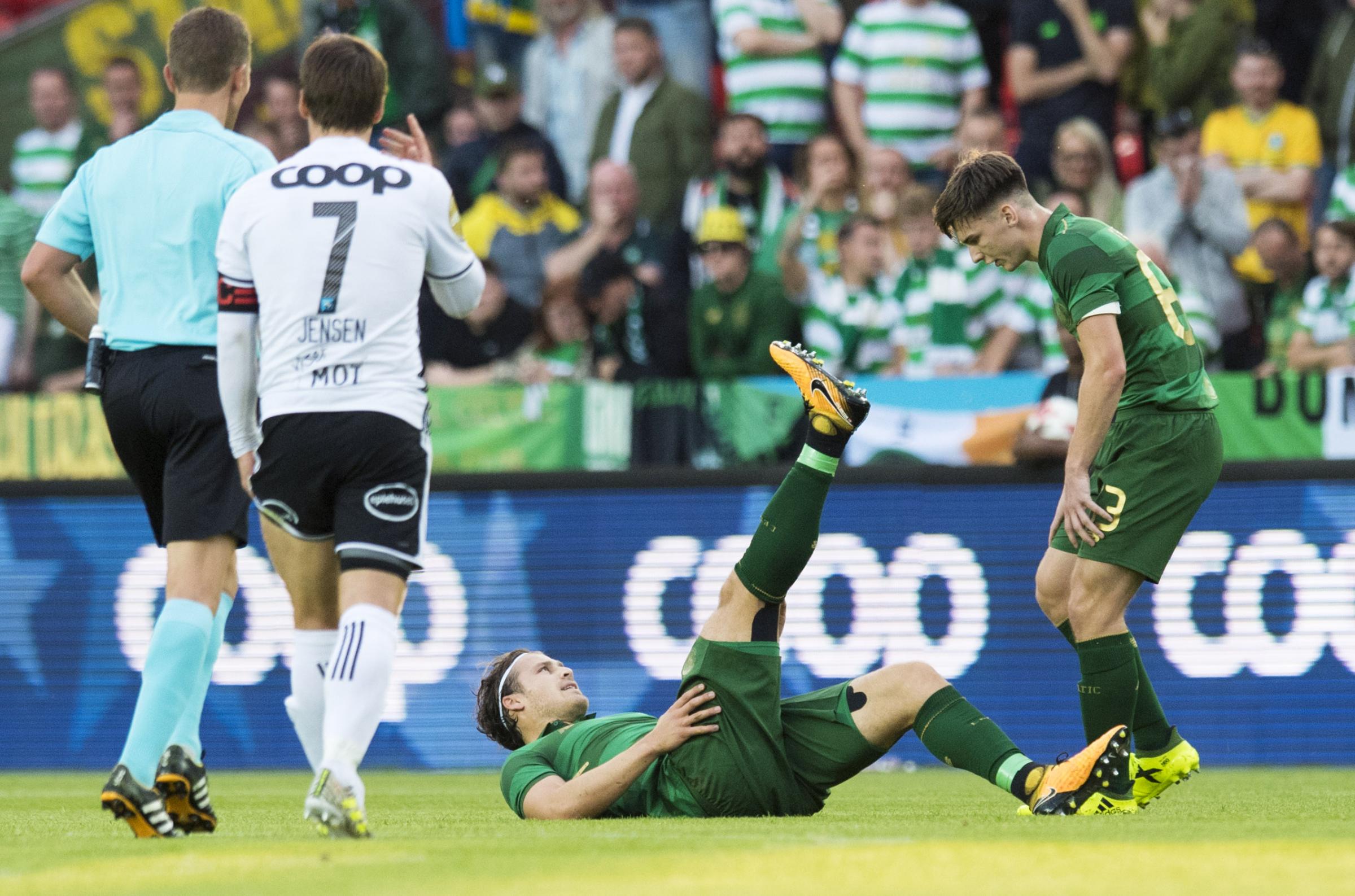 Celtic’s Erik Sviatchenko ‘hoping and praying’ for positive scan result after injury in Norway