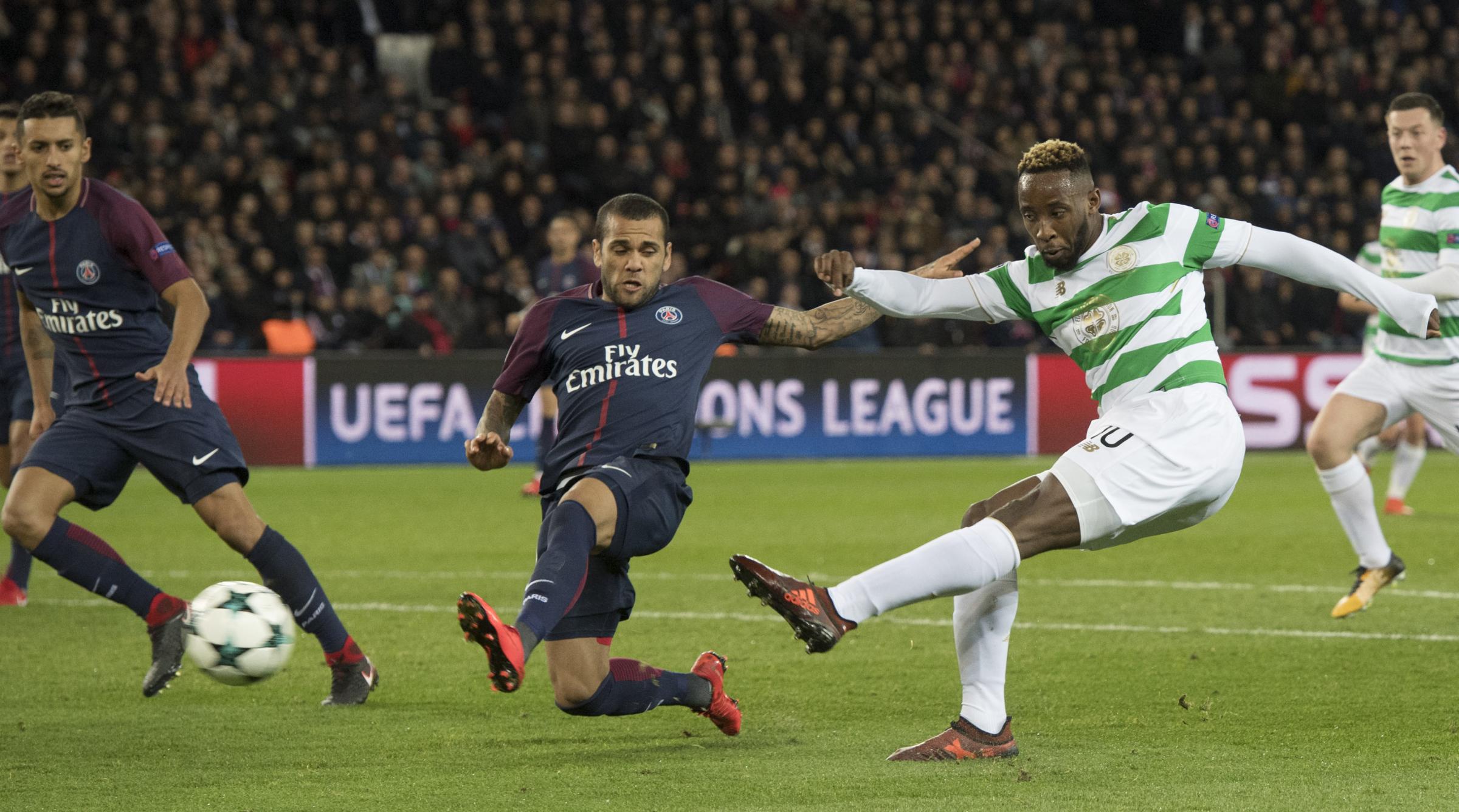 Moussa Dembele can get no satisfaction from breaching PSG defence in Celtic rout