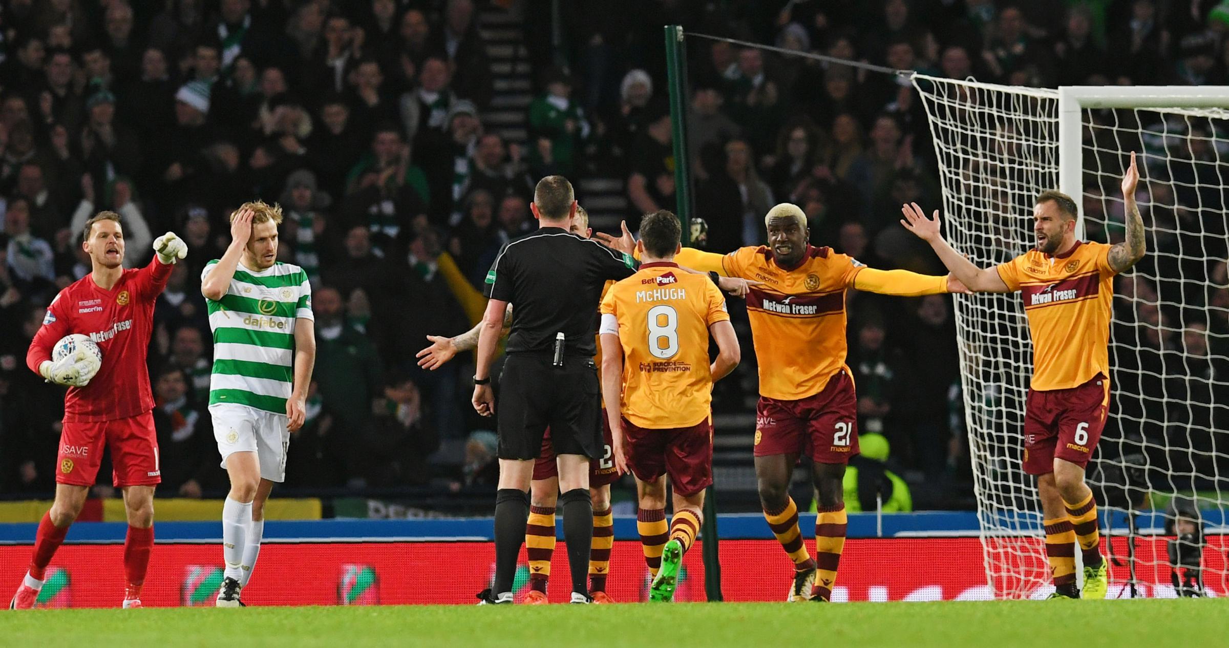 Motherwell boss Stephen Robinson fumes at penalty decision in Betfred Cup final defeat to Celtic